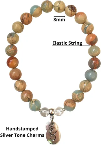 Vista 3 de Pulsera del zodiaco Tauro para mujer con signo lunar y elementos de la tierra para la paz