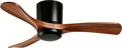 Vista 11 de GESUM Ventilador de techo de 42 pulgadas con control remoto de luces, ventilador de techo de perfil bajo con 3 aspas de madera de nogal, reversible