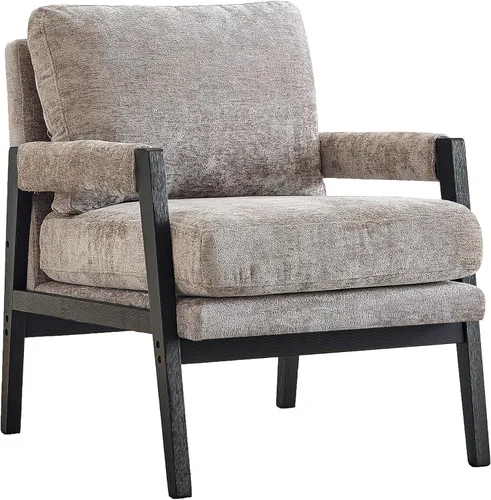 Vista 12 de Roundhill Furniture Kelly Mid-Century - Sillón tapizado de chenilla, color azul