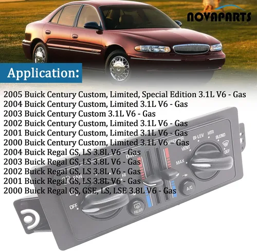Vista 2 de NOVAPARTS 599199 Calentador A/C Interruptor de control de clima dual para 2000 2001 2002 2003 2004 2005 Buick Century 3.1L 2000-2004 Buick Regal