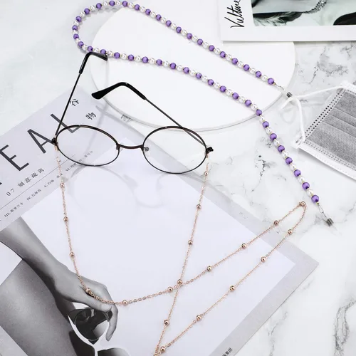 Vista 4 de Frienda 8 cadenas de lentes de sol con cuentas para correa de gafas de sol elegante cadena de retención de gafas 8 estilos