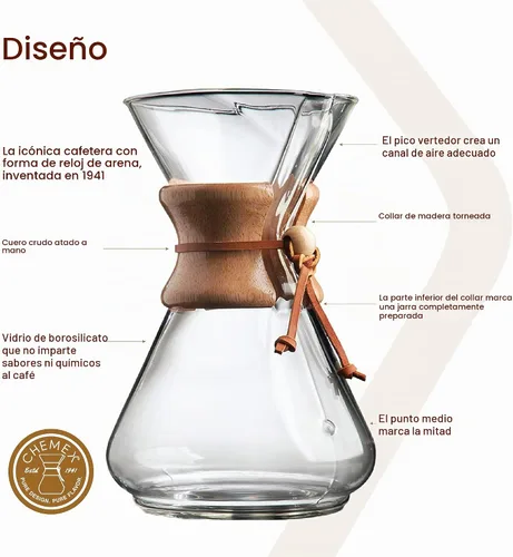 Vista 3 de Chemex Cafetera de vidrio para verter - Serie clásica - 10 tazas - Embalaje exclusivo
