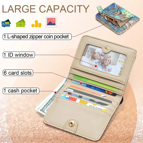 Vista 2 de APHISON Billetera para mujer, delgada y pequeña, cartera RFID para mujer, 09-0098, Moda