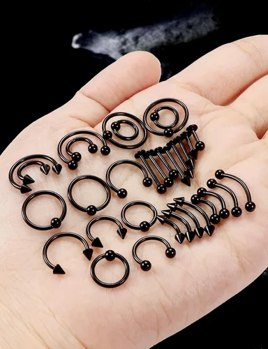 Vista 7 de 16G 20G Anillos de labio de herradura, septum, nariz, anillos de tragus de acero quirúrgico, hélice, caracola, torre, daith, snug, cartílago