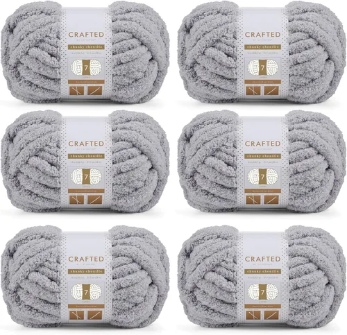 Vista 18 de Crafted By Catherine Hilo de Chenille Grueso - Paquete de 2 (8 oz / 227 g, 31.7 Yardas Cada Madeja), Beige, Calibre 7 Jumbo
