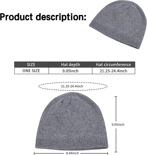 Vista 3 de HH HOFNEN Gorro de invierno para hombres y mujeres, gorro de punto térmico con forro polar y puños lisos