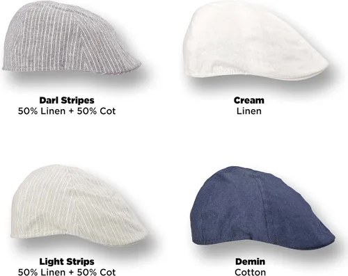 Vista 6 de Bigalli Duckbill Hat Newsboy Sombreros para Hombres Algodón Lino Suave Casual Gorra plana Golf Newsboy Cap Boinas para Hombre