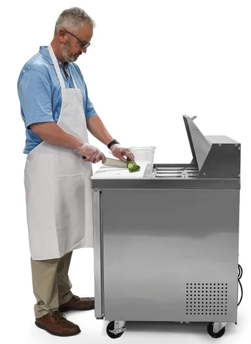 Vista 3 de FSE Mesa de preparación comercial refrigerada de una sola puerta de 27.5 pulgadas, 6 pies cúbicos, acero inoxidable, 115 V