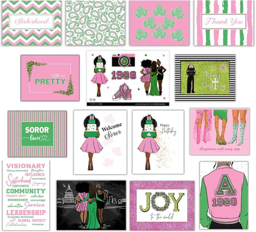 Vista 5 de Tarjetas de notas rosas y verdes Inspiradas en la hermandad Tarjeta de agradecimiento, cumpleaños y hermandad