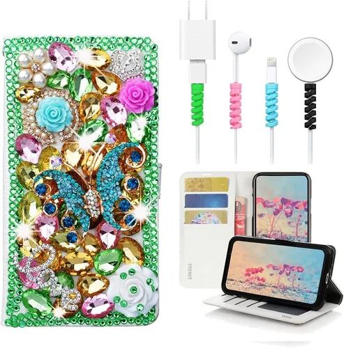 Vista 7 de Bling SSBLDwCPSeries-9 - Funda de piel con tapa y protector de cable, diseño 3D