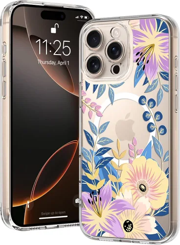 Vista 42 de OOK Magnetic for iPhone 17 Case Clear Pretty Flower Girls Women [Not Yellowing][Screen Protector] [ MagSafe Compatible] with Full Camera Lens