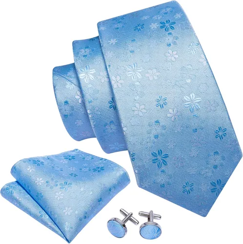 Vista 2 de BarryWang Conjunto de corbata para hombre diseño de cachemira de seda maciza con bolsillo cuadrado extra largo para boda formal