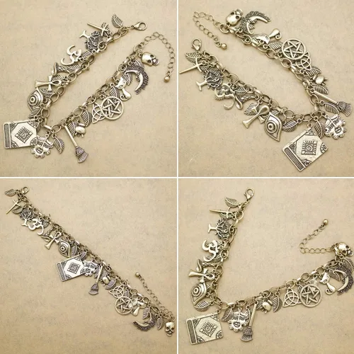 Vista 3 de RechicGu Vintage 2pcs Fairy Tale Movie Lucky Myth Charms Amistad Brazalete Brazalete Brazalete Pulsera Regalo Wicca