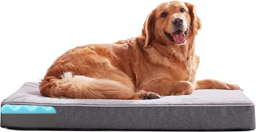 Vista 12 de Cama refrescante para perros grandes, cama ortopédica de espuma viscoelástica para mascotas con funda extraíble lavable, ideal para perros Rosa