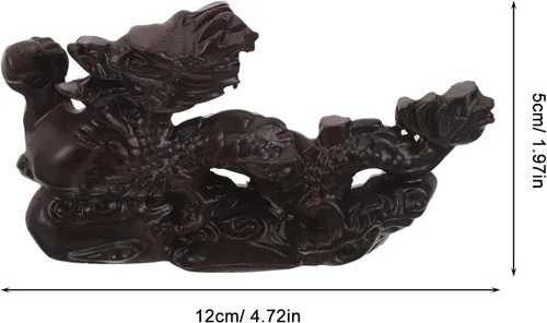 Vista 2 de Estatua de dragón chino – Figura de dragón tallada a mano de madera – Estatua de dragón de año nuevo chino 2024 de 4.7 in Fengshui Escultura