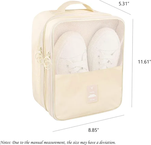 Vista 2 de Bolsa organizadora de zapatos de viaje, impermeable, con capacidad para 3 pares de zapatos, cubo de embalaje para maleta, viaje y uso diario, bolsa