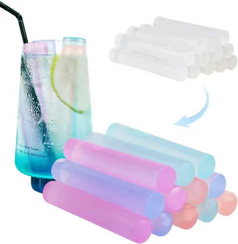 Vista 8 de Paquete de 12 cubitos de hielo reutilizables para bebidas, botella de agua reutilizable de congelación rápida, sin BPA, cubos de hielo de plástico