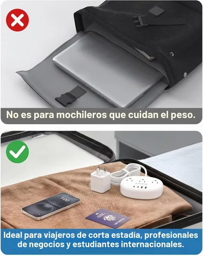 Vista 4 de Adaptador de enchufe multipaís, adaptador de corriente internacional de 3