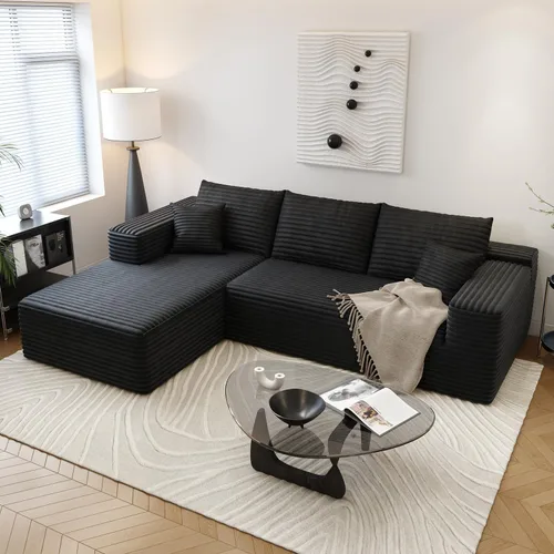 Vista 19 de Sofá seccional modular Cloud de 107.5 pulgadas con chaise en forma de L, sofás tapizados modernos minimalistas para sala de estar y dormitorio, sofá