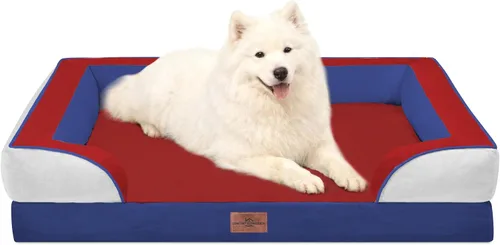 Vista 166 de Comfort Expression - Cama ortopédica para perros medianos, 28 x 19 pulgadas, cama impermeable y de apoyo de espuma con cojines removibles, sofá