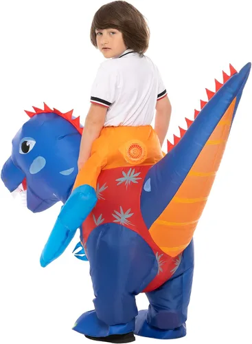 Vista 6 de IHGYT Inflatable Costume for Kids Blow up Dinosaur Costume for Boys and Girls Halloween Party Riding T Rex Outfits