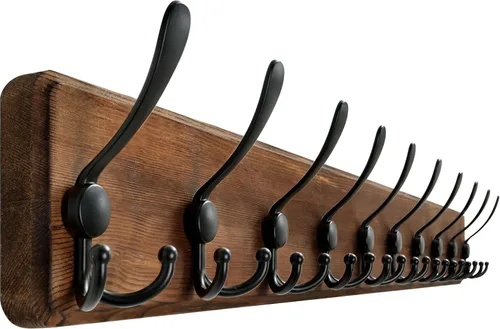 Vista 10 de WEBI Perchero de pared, ganchos para abrigos de pared rústicos, 16" de orificio a orificio, gancho grande para colgar en la pared, perchero