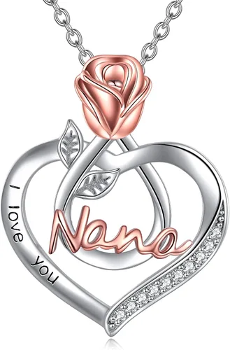 Vista 36 de Joyería de plata esterlina 925 para mujer, collar con pendiente de flor y corazón de cristal, para cumpleaños, regalos para mamá, abuela, esposa 01