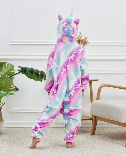 Vista 28 de Disfraz de unicornio con capucha para niñas, disfraz de una pieza para Halloween
