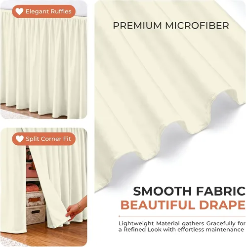 Vista 73 de Dorm Ruffle Twin XL 28" Drop Extra Long BedSkirt, Premium Brushed Microfiber Tailored Drop, Put On Elastic Long Dust Ruffle, Split Corner, Bedroom