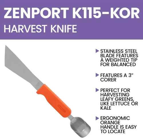Vista 7 de Zenport Cuchillo recortador de lechuga con descorazonador K115-KOR 440 de acero inoxidable