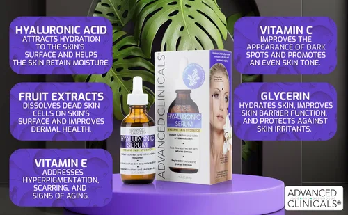 Vista 4 de Advanced Clinicals Suero facial antienvejecimiento de retinol + suero facial iluminador de vitamina C + juego de suero facial hidratante de ácido