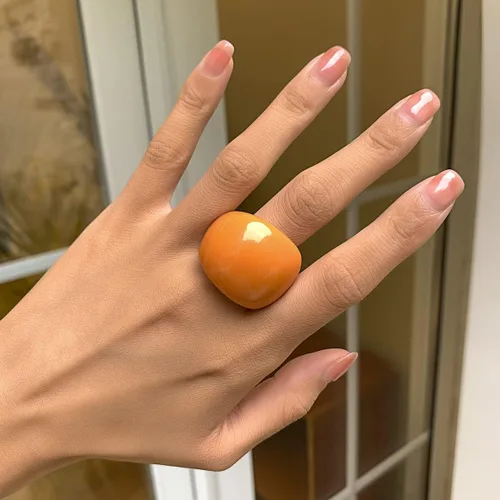 Vista 5 de Juego de anillos coloridos de acrílico grueso de banda ancha, anillos de resina gruesos para nudillos, anillos apilables, joyería Y2K para mujeres