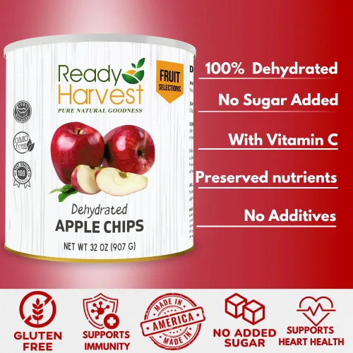 Vista 5 de Ready Harvest Alimentos deshidratados - Chips de manzana Alimentos de emergencia Kits de campamento y supervivencia Lata #10 Vida útil de 25