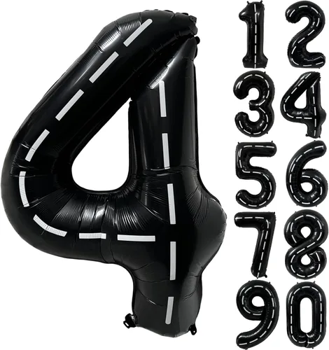 Vista 188 de Globos gigantes de helio de aluminio de 40 pulgadas, color negro, globos digitales grandes del número 0 para decoración de fiesta de cumpleaños
