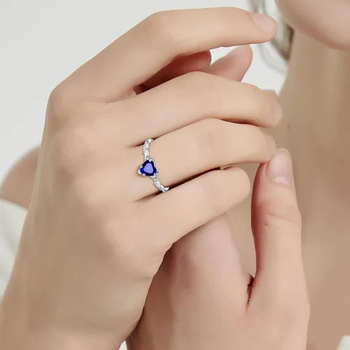 Vista 4 de Yaresul Anillo de promesa de corazón de 1.25 quilates para mujer, anillos Plata de ley 925 de zafiro creado
