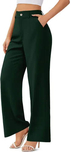 Vista 3 de onlypuff Womens Wide Leg Slacks High Waisted Pants Straight Long Work Business Trousers with Pockets