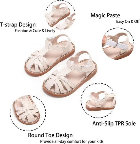 Vista 5 de Kiderence Sandalias para niñas pequeñas, zapatos de verano para niñas pequeñas