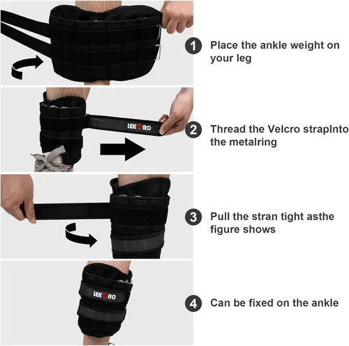 Vista 3 de Pesas ajustables para muñeca y tobillo, peso extraíble para brazos y piernas para hombres y mujeres, fitness, entrenamiento de fuerza, correr