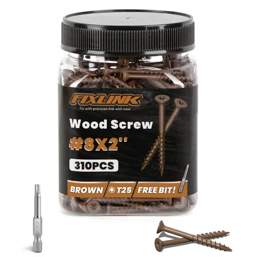 Vista 26 de Tornillos de madera de 1 pulgada, tornillos de cubierta FIXLINK #8 x 1, 150 piezas, con revestimiento epoxi, T25 Star Bit con revestimiento