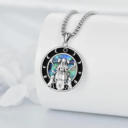 Vista 3 de Moon Phase Goddess Necklace for Women Sterling Silver Abalone Shell Celtic Jewelry