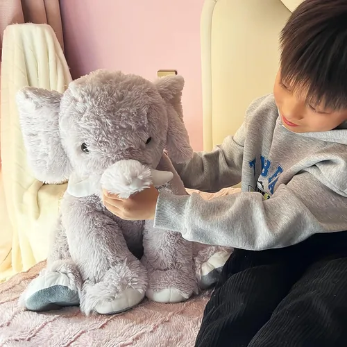 Vista 5 de Elefante de peluche grande de 19.2 pulgadas, juguete de elefante inteligente de felpa para niños, para niñas y mujeres, decoración de habitación Gris