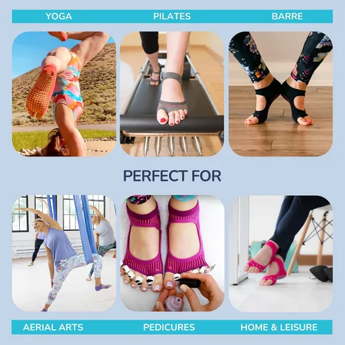 Vista 4 de Tucketts Allegro - Calcetines antideslizantes de algodón para yoga, barras, pilates, danza, ballet, tallas 5-13