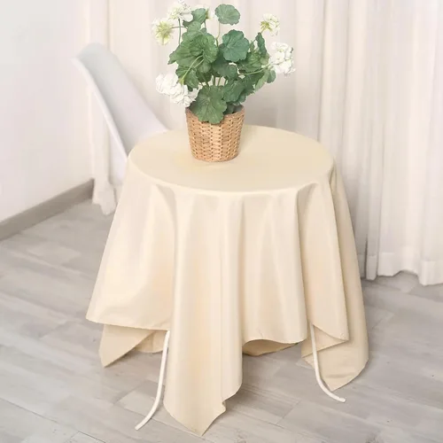 Vista 7 de Efavormart - Mantel cuadrado de lino de poliéster sin costuras, 54 x 54 pulgadas, color beige, para banquetes de boda, fiesta, restaurante