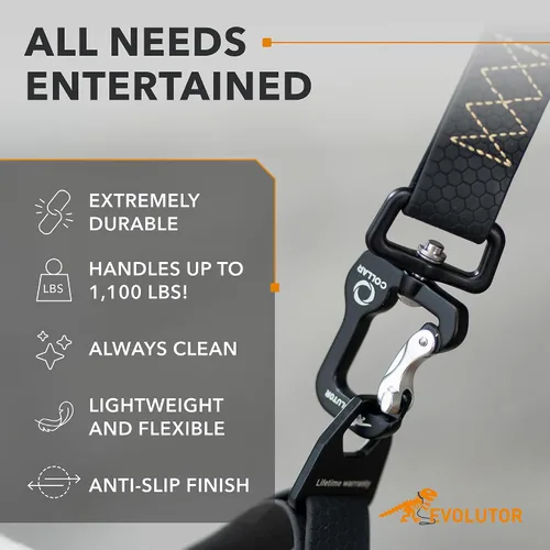 Vista 4 de COLLAR Evolutor - Correa para perro extra resistente de 4 pies, duradera para perros grandes, medianos y pequeños, fuerte para razas grandes, Negro