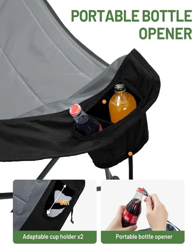 Vista 7 de Timber Ridge Silla de campamento acolchada para 3 personas con portavasos y bolsillos, sillas de campamento plegables para exteriores, capacidad