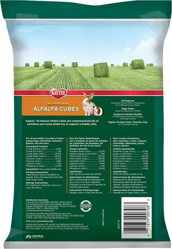 Vista 2 de Kaytee Cubos de alfalfa para conejos, cobayas y otros animales pequeños, 15 onzas