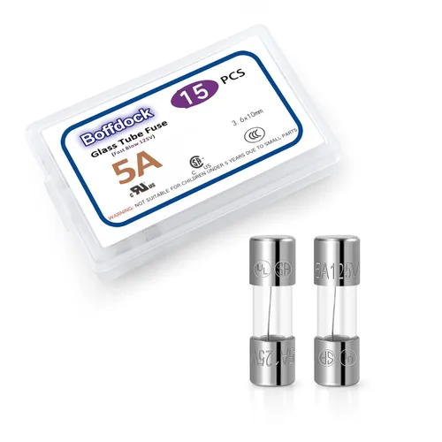 Vista 5 de 0.14 x 0.39 F5AL125V Xmax Mini Fusible-Boffdock Listado UL 5A 110V 125V 15 PCS Fusible para Luces de Navidad Fusibles de Vidrio de Soplado Rápido