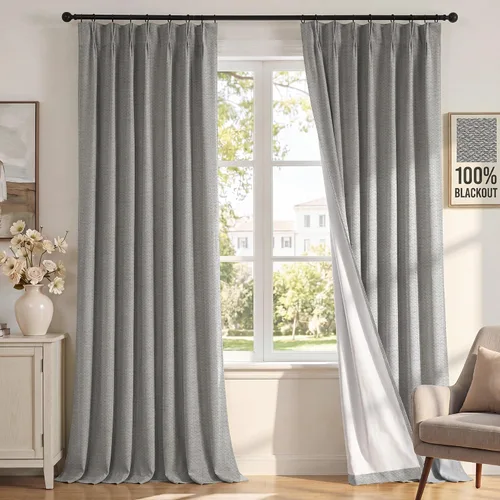 Vista 25 de H.VERSAILTEX Cortinas 100% de opacidad para dormitorio, cortinas plisadas para sala de estar, cortinas opacas con aislamiento térmico entrenadas