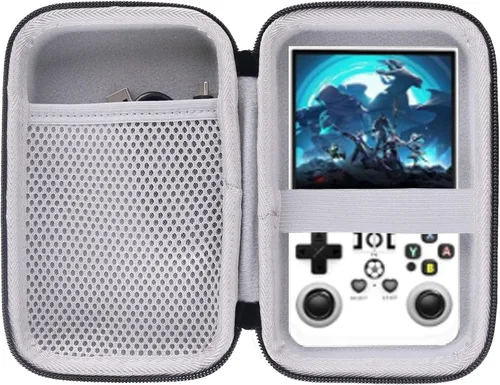 Vista 2 de WERJIA Estuche rígido compatible con consola de juegos portátil retro RG34XX/R36MAX (gris)