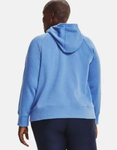 Vista 4 de Under Armour Sudadera con capucha Rival de forro polar con logotipo moteado para mujer, Azul